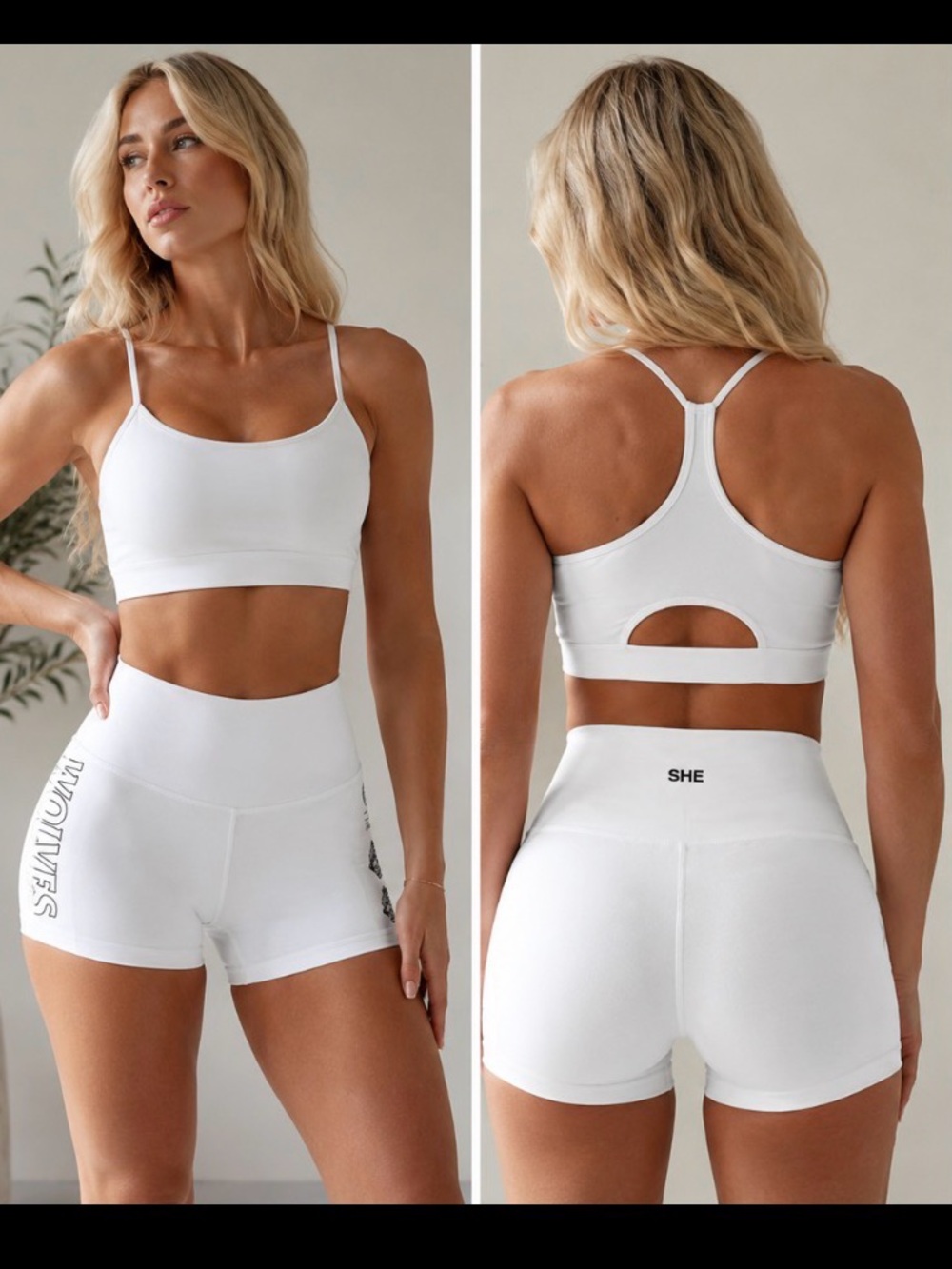 Darc Sport Wolves White High-Waist Gym Short flattering fit - New S